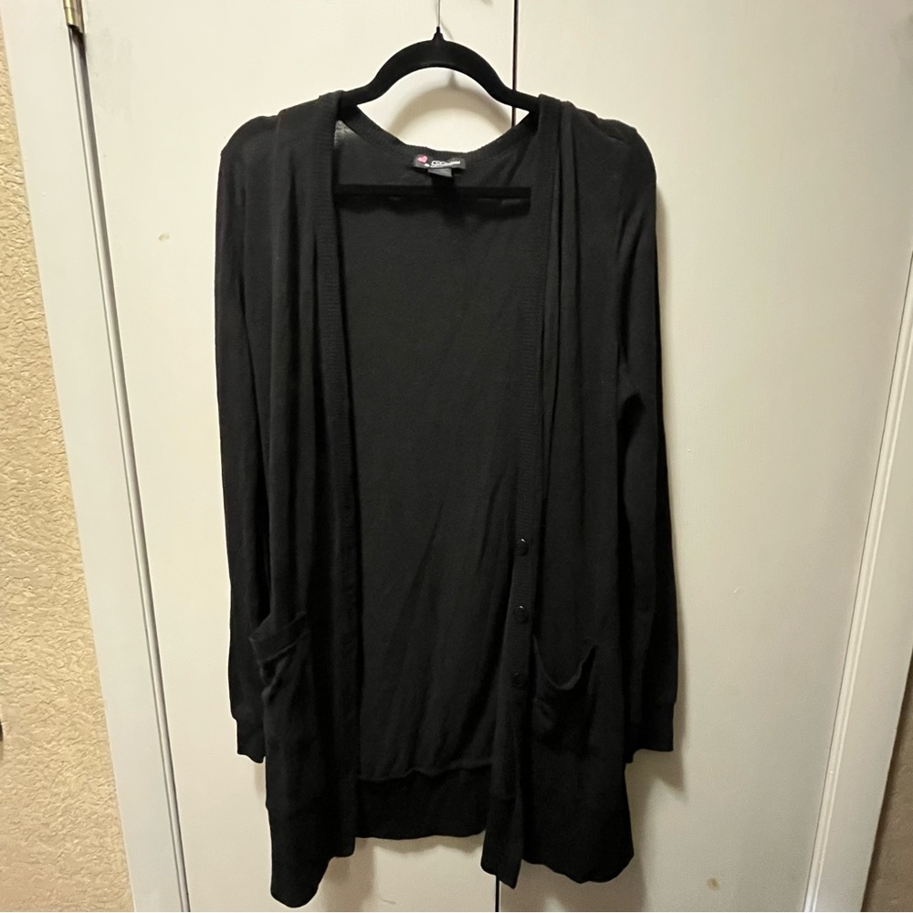 Delirious Black Button Down Cardigan Sweater with Pockets & Relaxed Fit